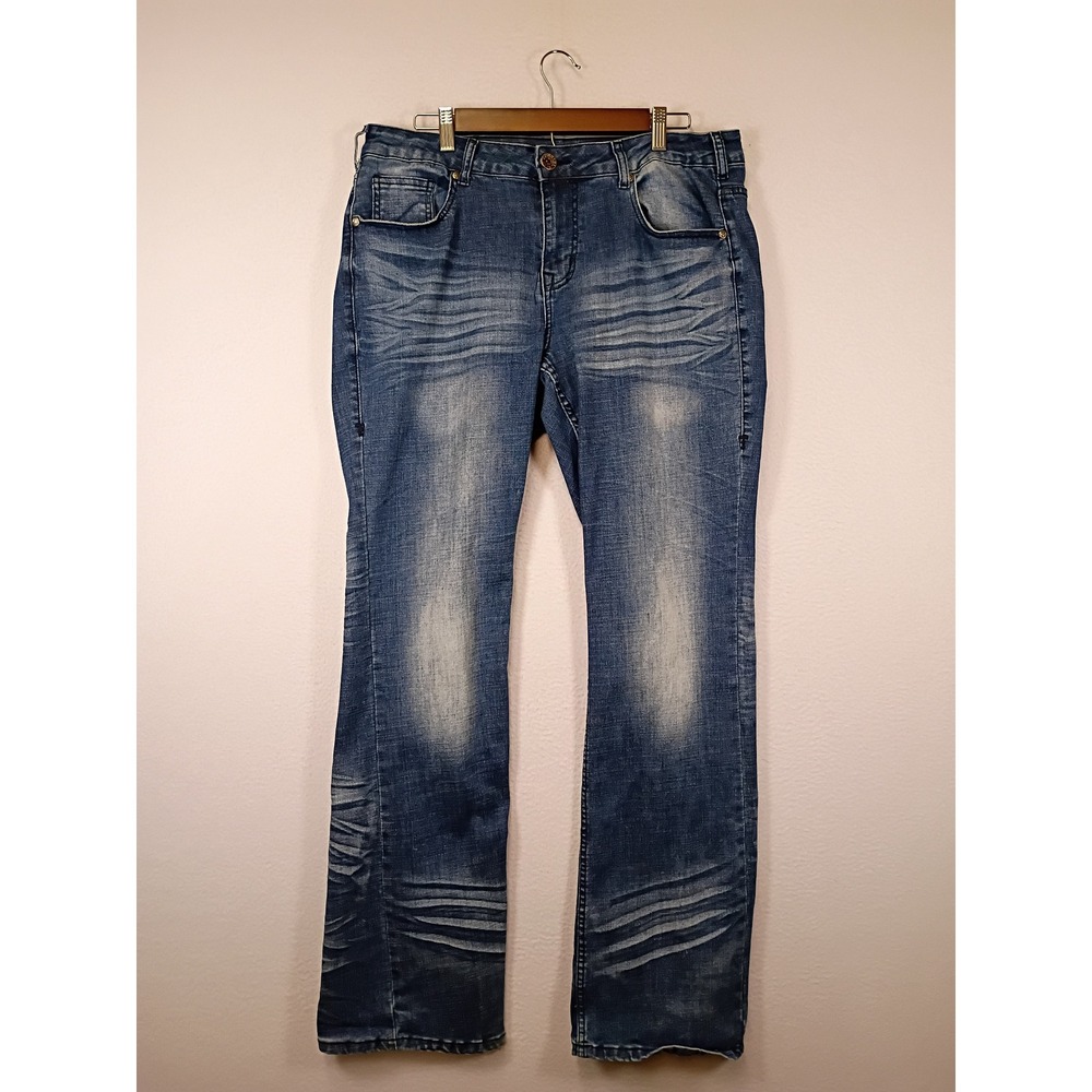 Western Boho Cowgirl Tuff Co Womens 32x35 Blue Fiesta Embroidered Bootcut Jeans